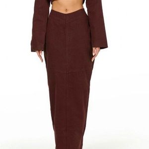 Denim canvas maxi skirt